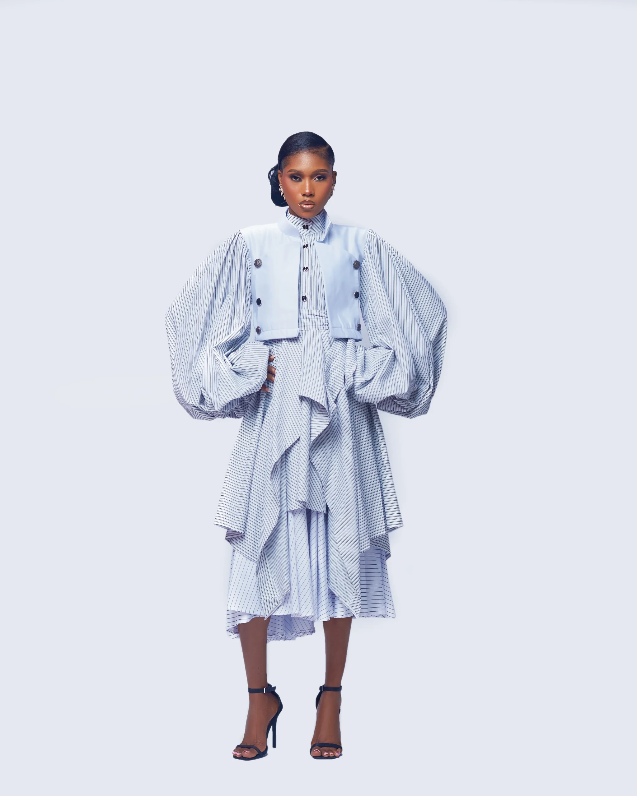 SNDRMODE - HARBOUR STRIPE MIDI DRESS